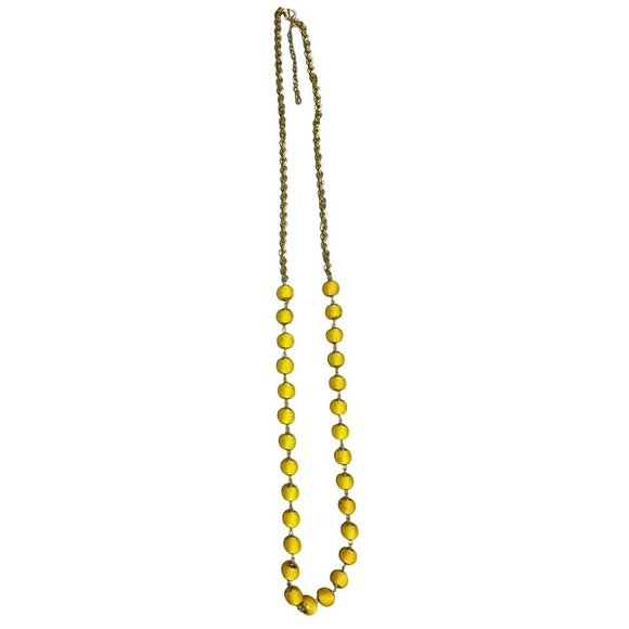 Vintage Gold Chain Necklace With Yellow Thread Wrapped Beaded Design & Lobster C - Picture 1 of 5